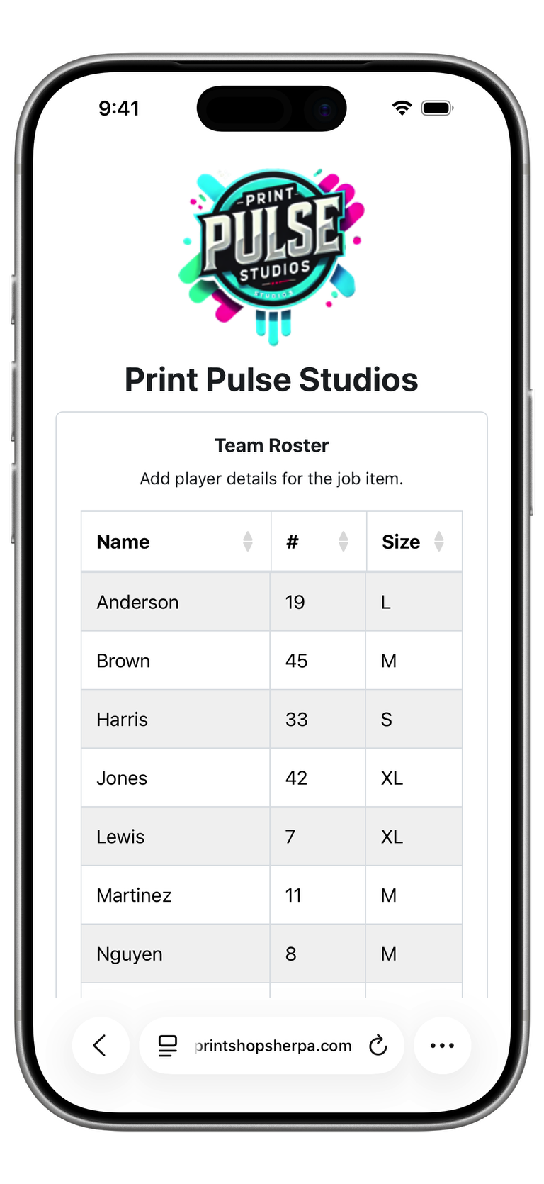 Roster Top Screenshot